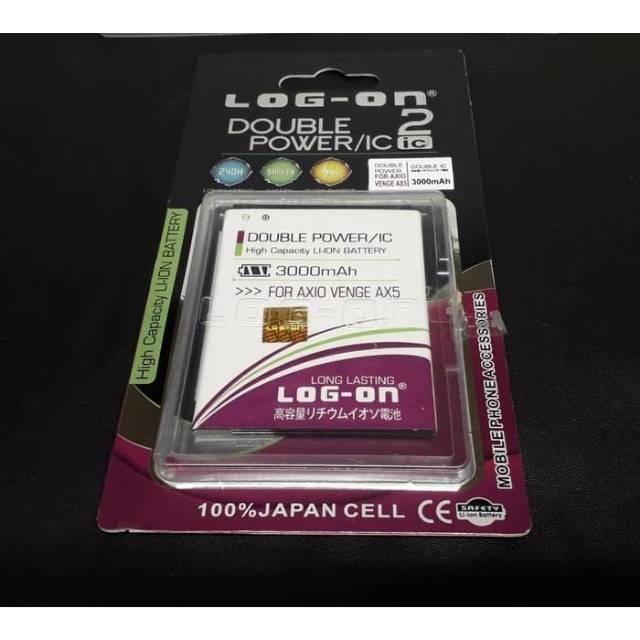 Baterai Log On Axio Venge AX5 Batre 2IC Battery Double Power