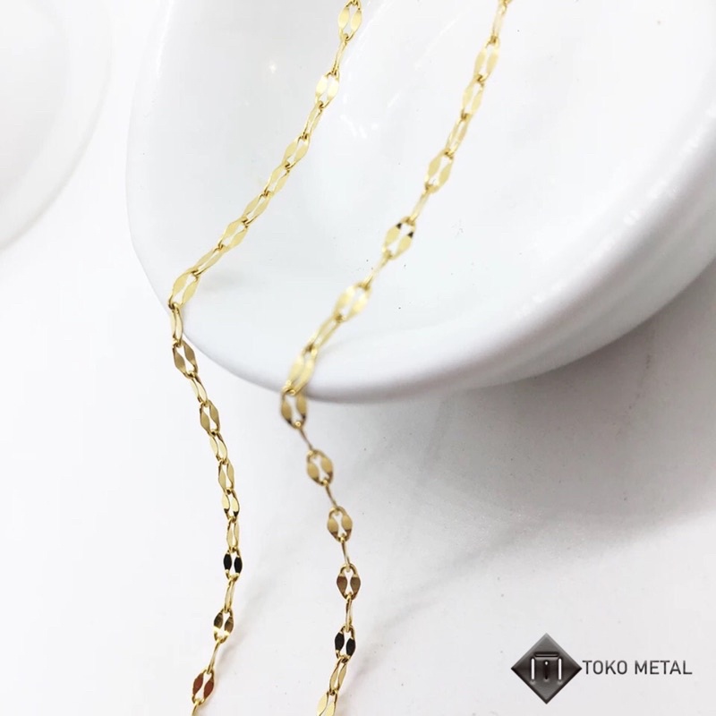 Kalung 100% Titanium Pecah kopi Wanita &amp; pria 2mm Panjang 45 &amp; 50 Anti Karat [Toko Metal]