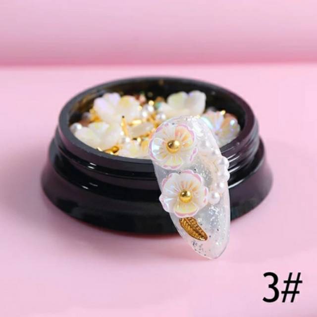 Hiasan Kuku Rhinestone flower nail art aksesoris kuku wedding bunga nailart nail art nail aksesoris