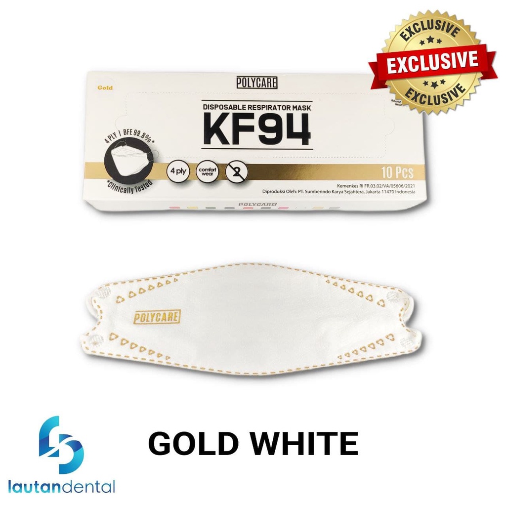 Masker Dewasa Polycare KF94 Gold Emboss Edition