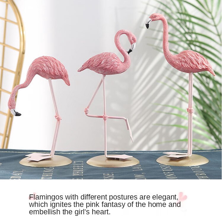 Ornamen Flamingo Pink Bahan Resin Untuk Dekorasi Ruang Tamu / Kantor / Kamar Tidur