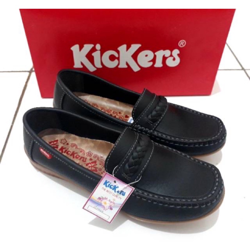 Sepatu Kickers Slip On Flat Selop Casual Santai Cewek Wanita Formal Dinas Kerja Kuliah Sekolah Murah