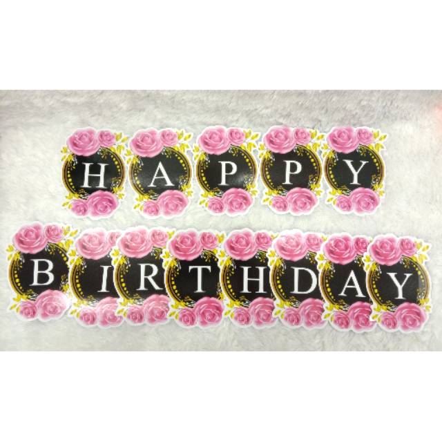 BANER ULTAH MAWAR PINK/ BANER HAPPY BIRTHDAY