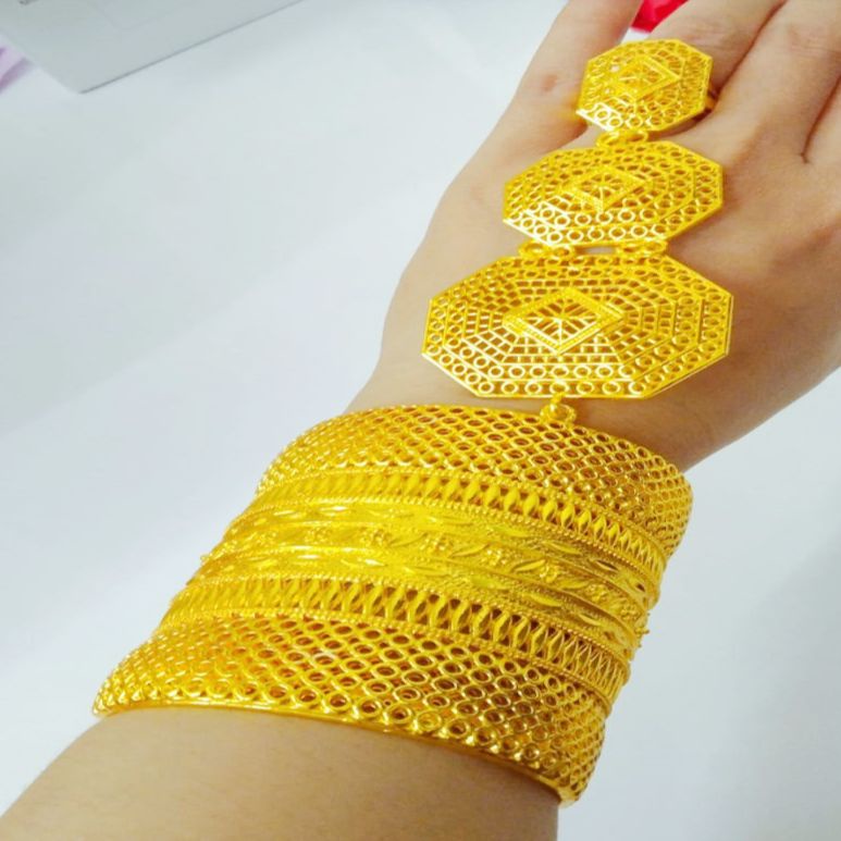 Gelang Berlapis Emas 24k Anti Karat Jenis Gelang Sultan Dubai Termewah Tetar Bisa COD