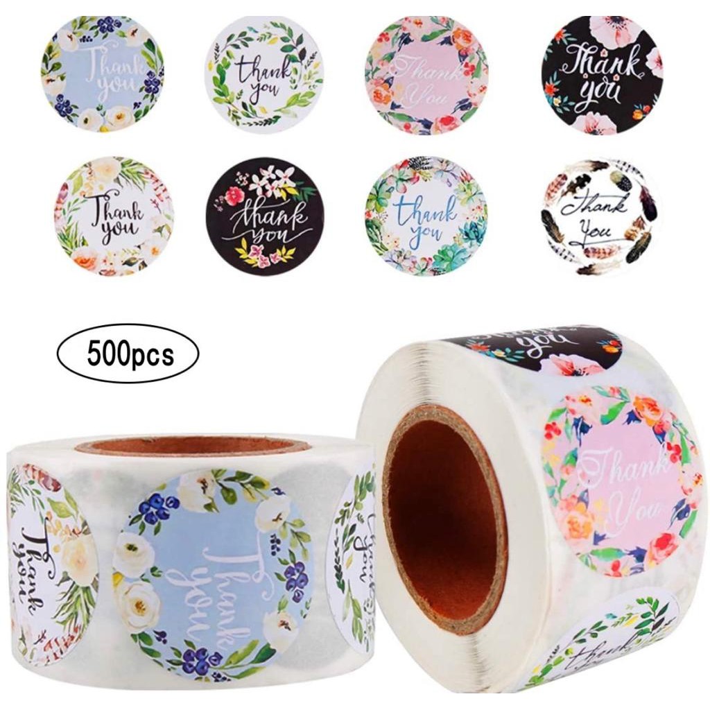 

500pcs Sticker Terima Kasih Thank You Label Kartu Ucapan Packing Seal