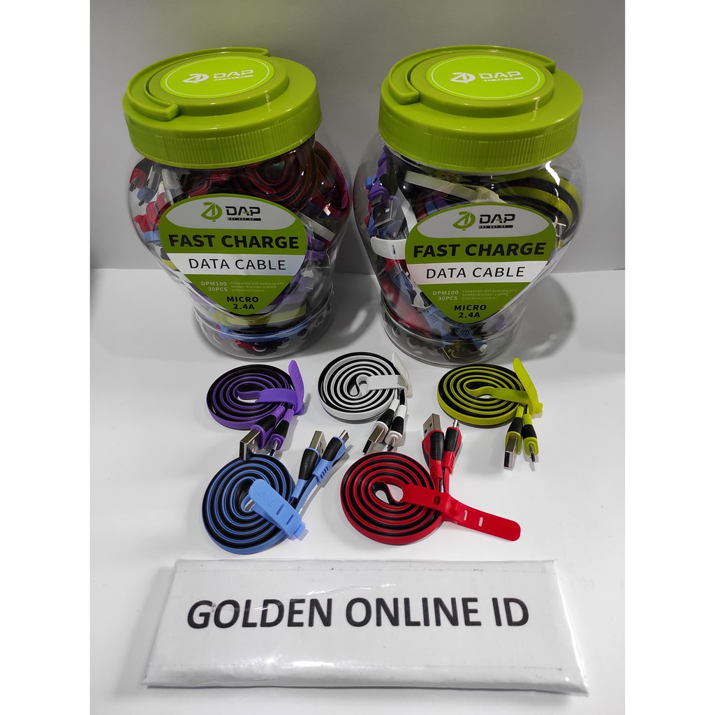 Kabel Data Micro usb DAP DPM100 - ISI 30 - Fast Charge 2.4Ampere panjang 1M