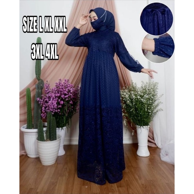 KINANTI DRES JUMBO BAHAN BRUKAY MIX TILE DOT