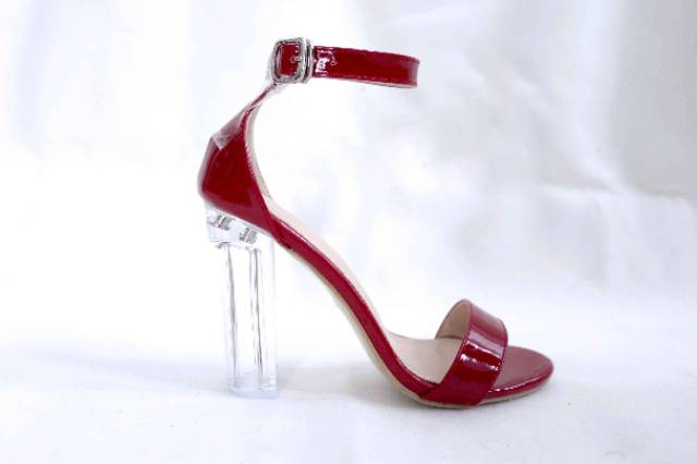 YKshoes 0516 chungky heels 10cm 10 cm hak kaca gemuk big glass shoes ladiess import sepatu wanita