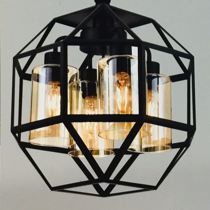 LAMPU GANTUNG VINTAGE MINIMALIS 4 LAMPU UNIK