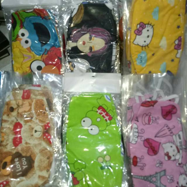 Masker kain motif model karet telinga bisa masuk tissue karakter