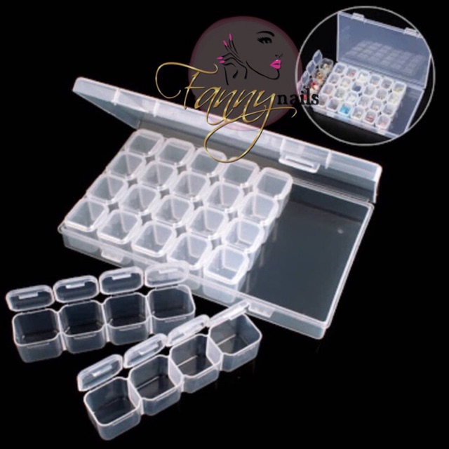 Kotak Tempat aksesoris kuku nailart charm 28 pcs / box storage accesories / tempat aksesoris