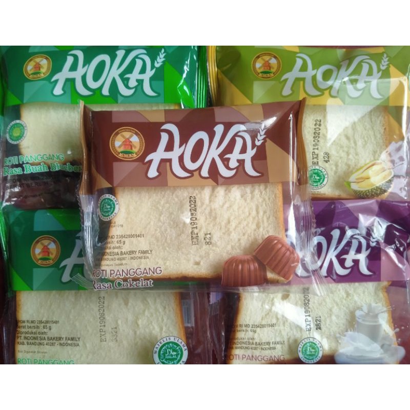 

Roti Panggang AOKA/Promo/Coklat/Strobery/Blubery/Vanila/Durian/Roti Viral