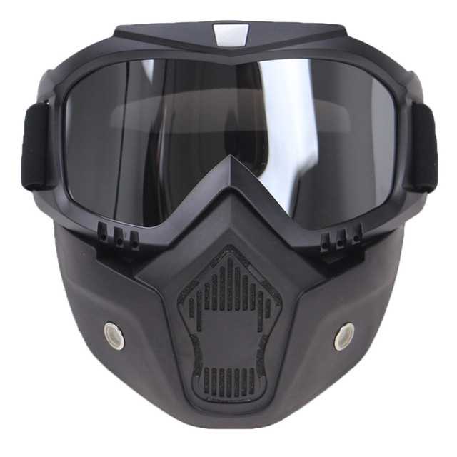 TaffSPORT BOLLFO Kacamata Goggles Mask Motor Retro Windproof - MT-04-Hitam/Abu