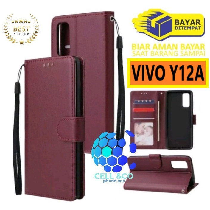 Flip cover VIVO Y12A Flip case buka tutup kesing hp casing flip case leather wallet