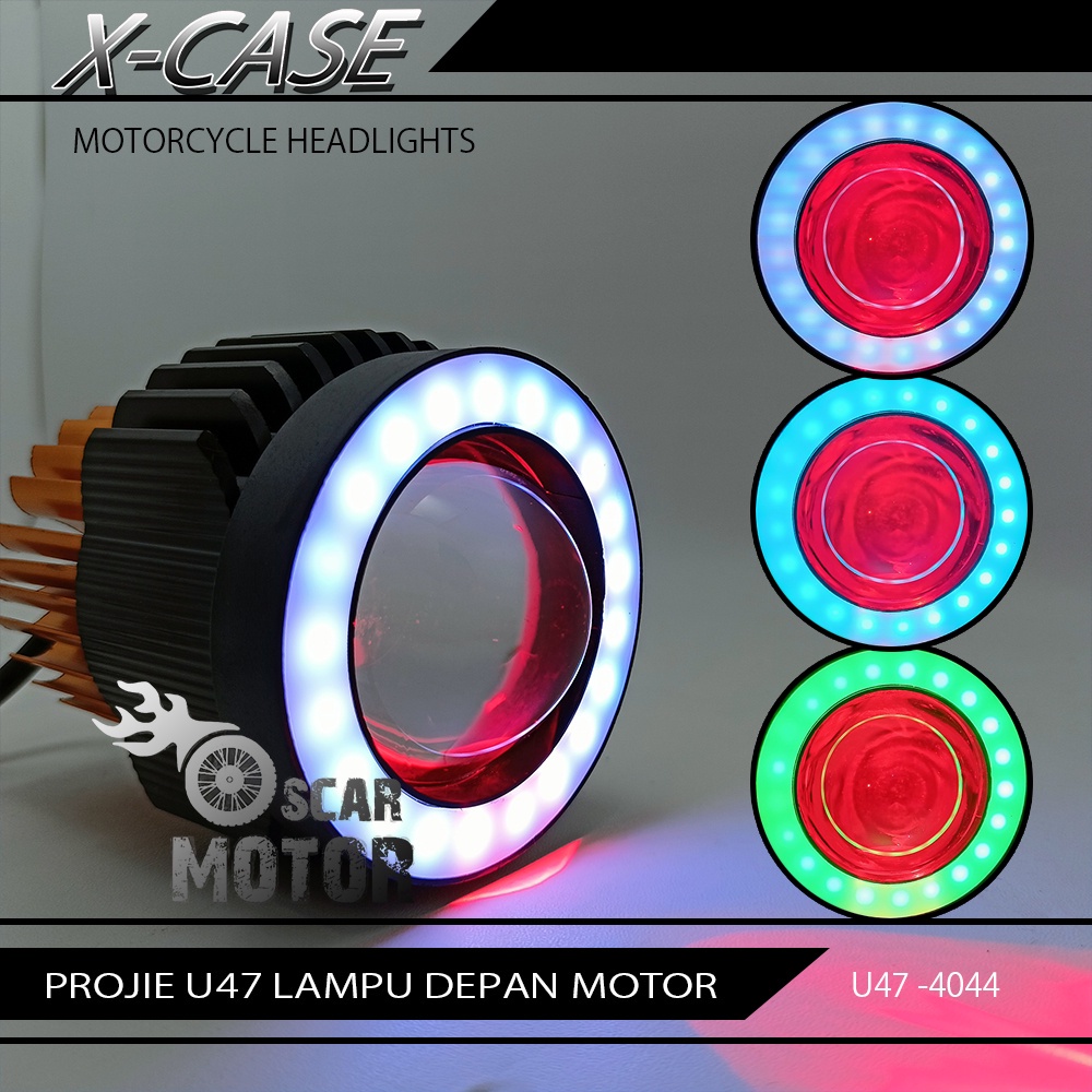 PROJIE XCASE RAINBOW MOTORCYCLE HEADLIGHTS LAMPU DEPAN MOTOR UNIVERSAL motor