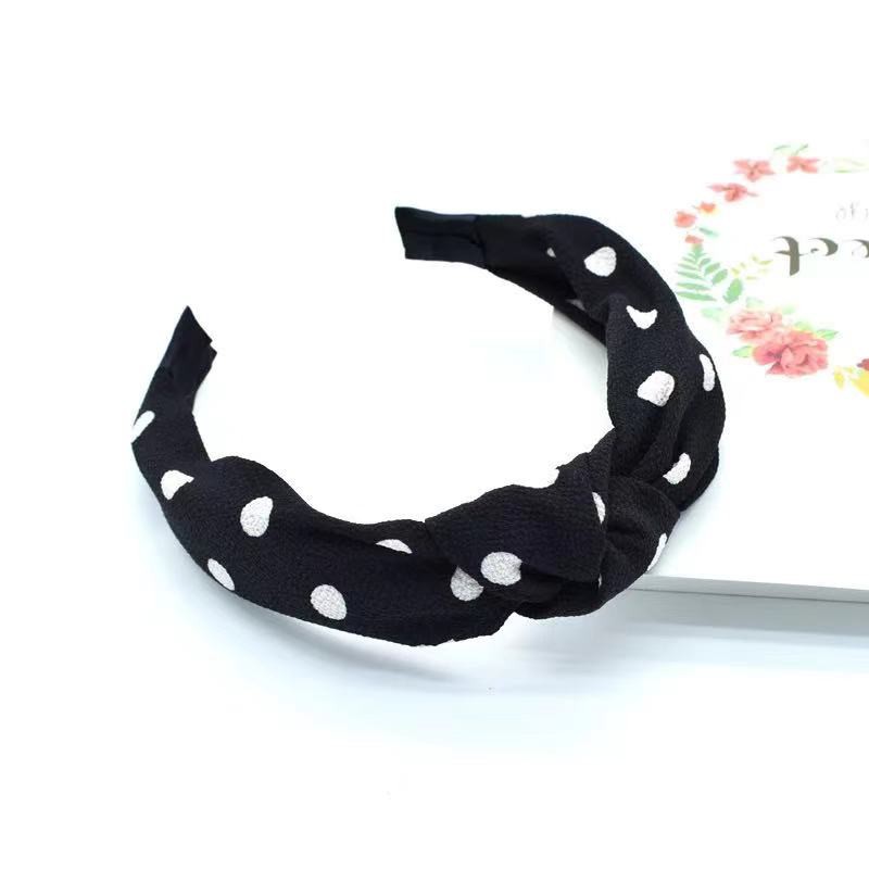 Bandana Motif Bando Simpul Aksesoris Rambut Wanita Bando Ala Korean Style Import-AR-62 #9 PlkdotHitam