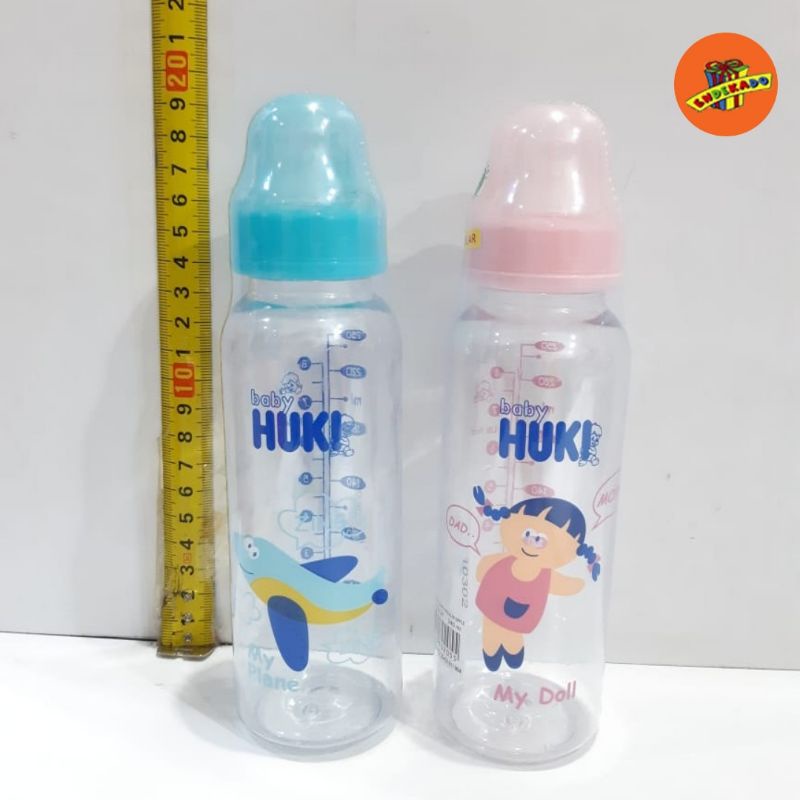 BABY HUKI ROUND BOTTLE with REGULAR NIPPLE 240ml - Botol Susu Bayi 240ml