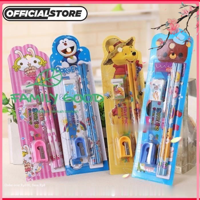 

(16P) Alat Tulis Set 5in1 Karakter Animasi Kartun / Pensil Menulis 5 in 1 - Hello Kitty