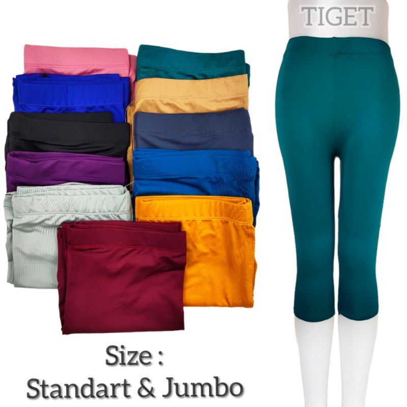 Celana Lejing legging leging Pendek Tanggung 3/4 Wanita bahan lentur size standard dan jumbo murah