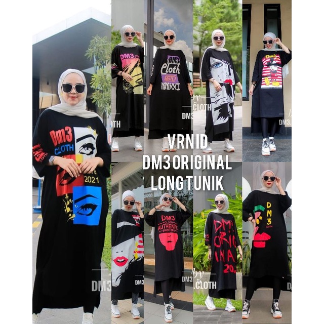 VRN ID- LONG TUNIK KAOS HITAM DM3 ORIGINAL 100%/LONG TUNIK JUMBO/LONG TUNIK DM3L/TUNIK DM3/TUNIK / T