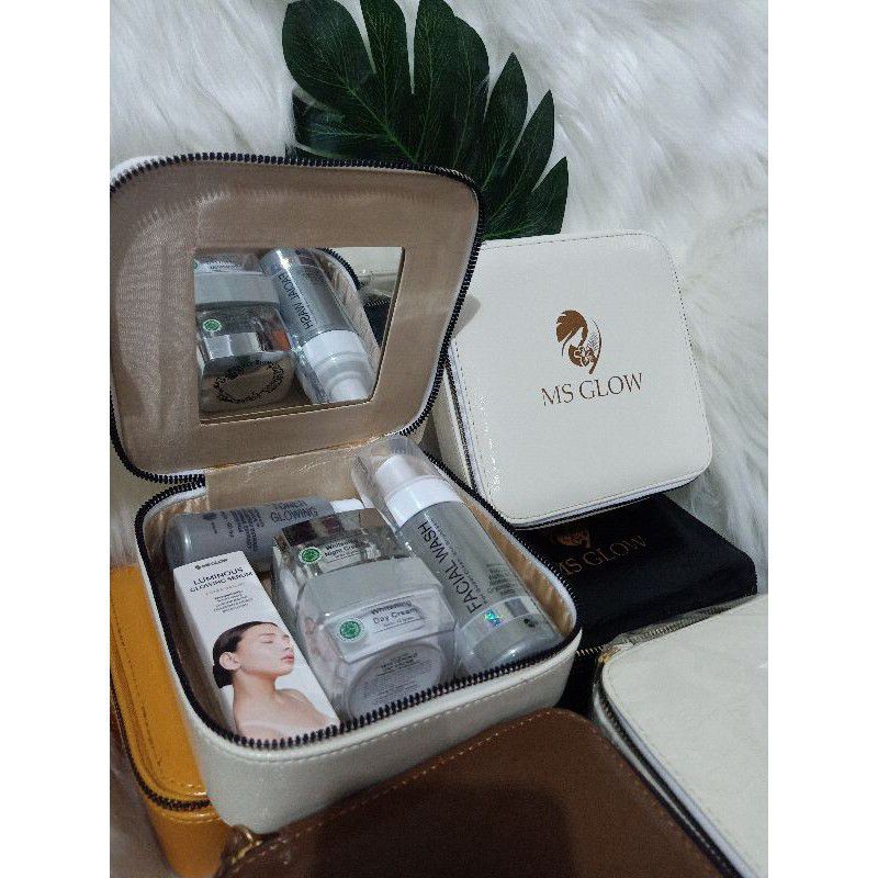 PROMO PAKET WAJAH MS GLOW MSGLOW ORIGINAL FREE BOX MAKEUP CANTIK (kaca dalam)