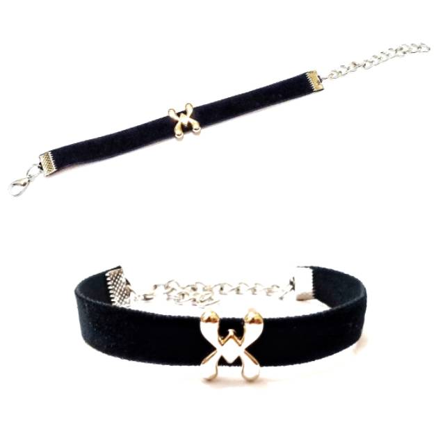 Cross Black Velvet  Bracelet | Gelang Handmade