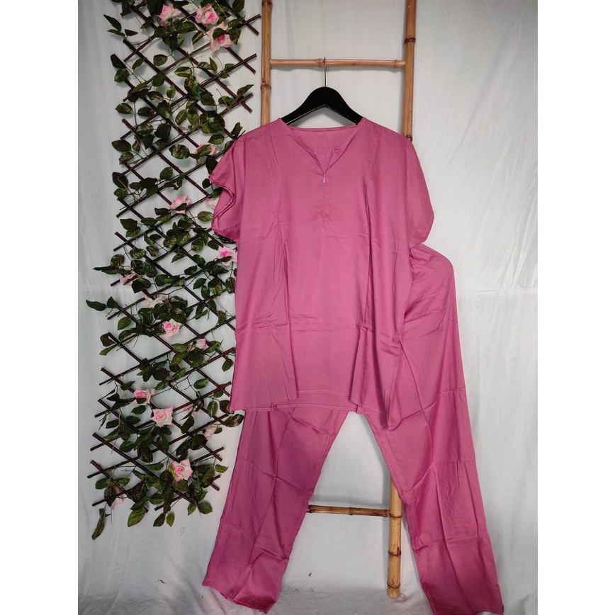 Piyama Busui Setelan Rayon Wanita Kekinian Pajamas Set Ld 120-PJM B. Peach