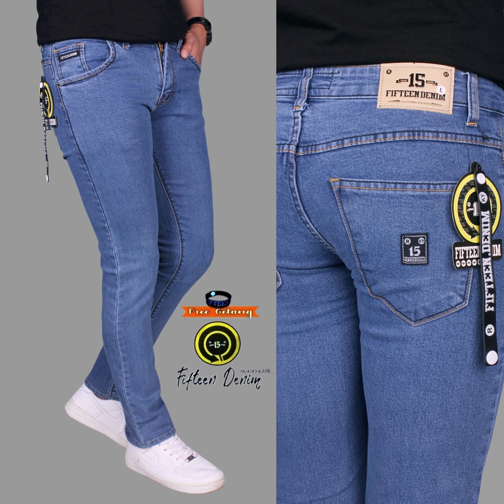 Celana Jeans  panjang pria slimfit Fifteen Casual Premium Quality