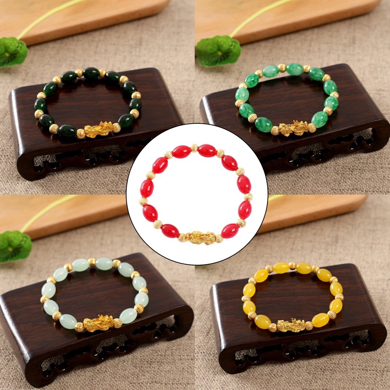 Gelang Manikmanik Batu Obsidian Feng Shui Warna Gold Untuk Priawanita