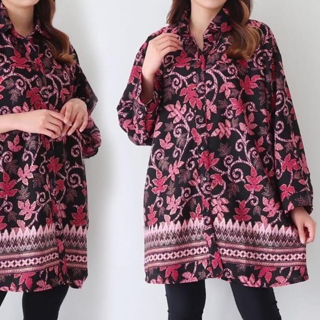☁ KEMEJA KATUN BATIK JUMBO BIG SIZE LD 130cm KERJA KANTOR 5082 BAJU wanita ibu hamil menyusui XXL XX