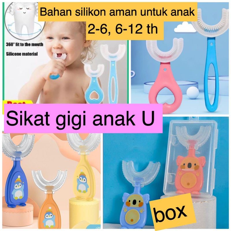 【Ready Stock&amp;COD】sikat gigi anak 2 tahun bentuk u sikat gigi silikon bayi anak Usia 2-12 bentuk U  tooth brush baby silicon type U 360° sikat gigi anak sikat Peralatan Kesahatan Gigi Tri