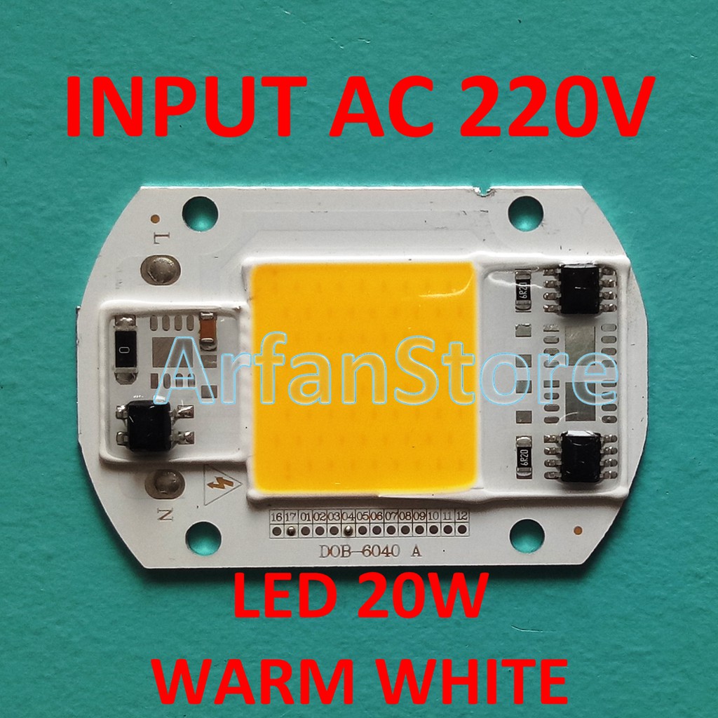 Input AC 220V High Power LED 20W Warm White HPL Kuning Versi Ekonomis