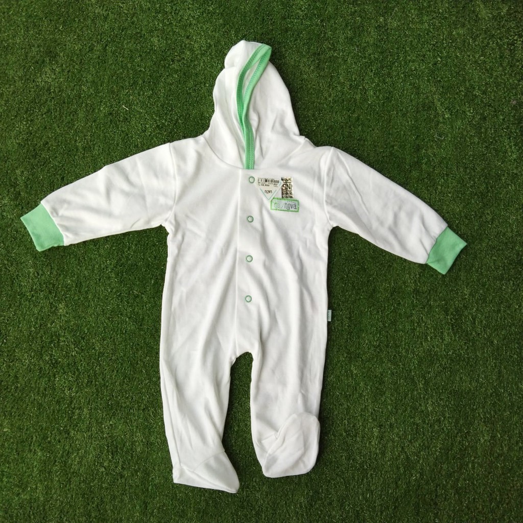Nova Baju Kodok Bayi - Jumper Bayi - Baju Baby Putih Polos (0-3M)