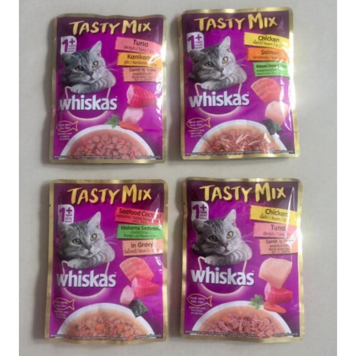 Whiskas Tasty Mix Wet Food Makanan Kucing Basah Pouch 70 Gram