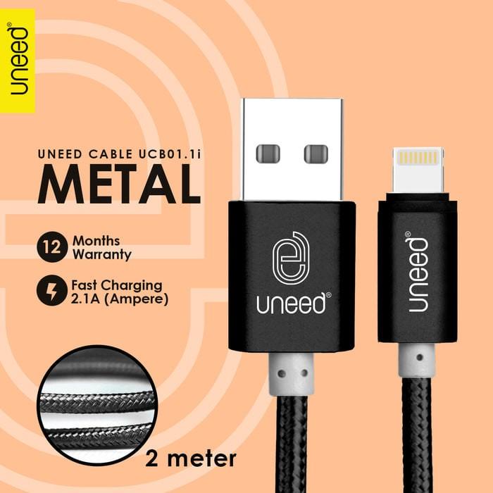 Cas | Uneed Metal Quick Charge & Data Cable 2M Lightning - Original