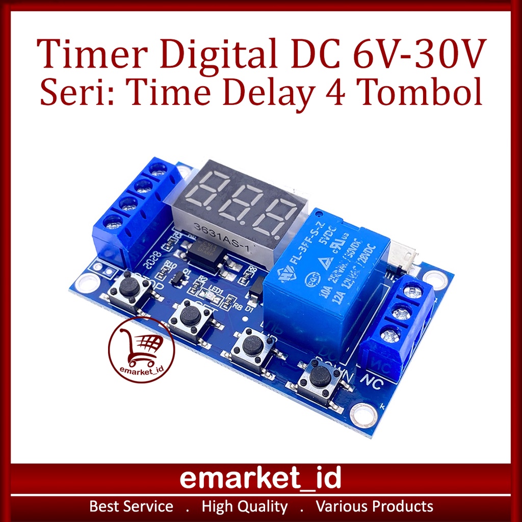 Jual Relay Timer Display 4Tombol / Module Switch Control Delay Time DC ...