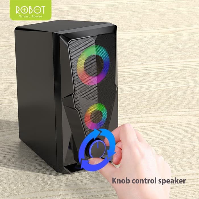 E-Sports Gaming Speaker Robot RS200 3.5mm AUX with 2 Channel Stereo and RGB Flow Lighting Effect