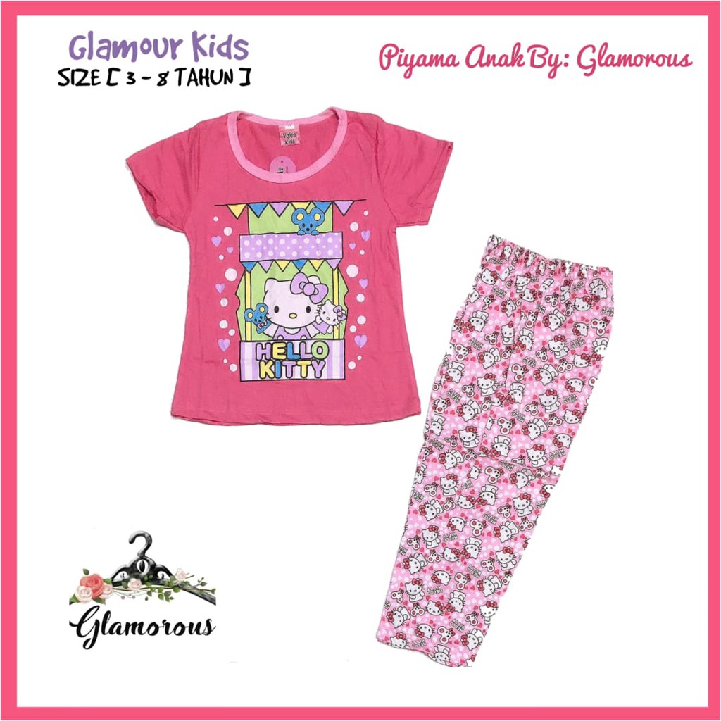 Piyama Anak Perempuan Umur  3 sampai 8 Tahun / Baju Tidur anak / Piyama Murah CP-HelloKitty 1