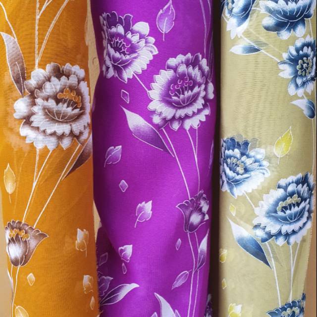 KAIN CHIFFON/SIFON MOTIF BUNGA LEBAR 1.5 METER Shopee
