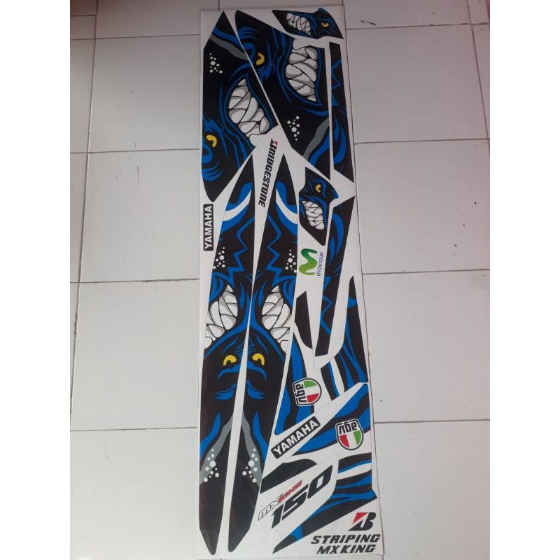 striping sticker variasi MX king 150 shark hitam biru