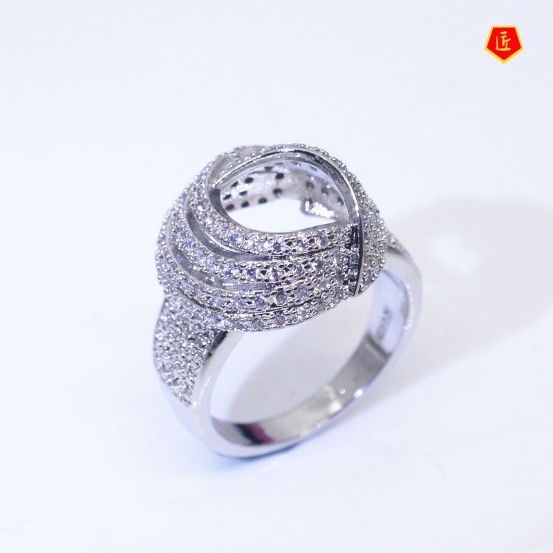 [Ready Stock]Fashion Luxury Creative Winding Full Diamond Ring