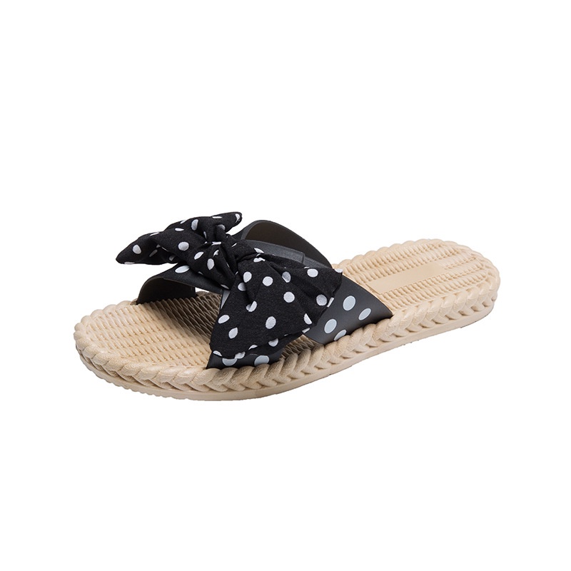 [M.TOYS]Sandal Flat Slip On Jepit Rotan Karet Anti Licin Pita Polkadot Wanita Import Terbaru - 261