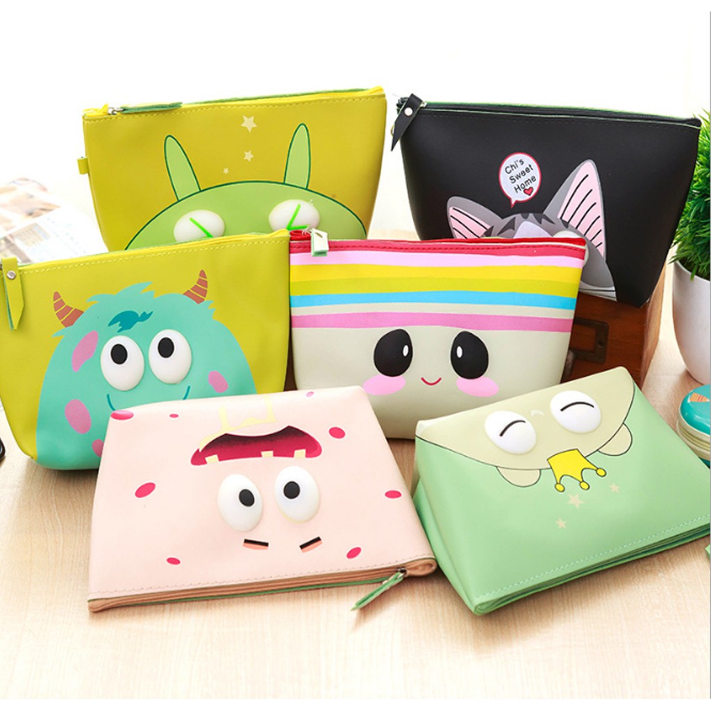 Tas kosmetik Korea pouch Motif Kartun Lucu Kartun Kosmetik