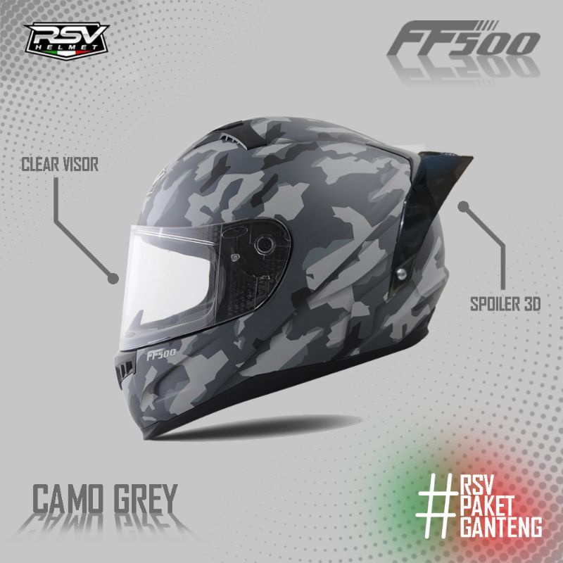 Helm RSV FF500 CAMO GREY / PAKET GANTENG / RSV Helmet