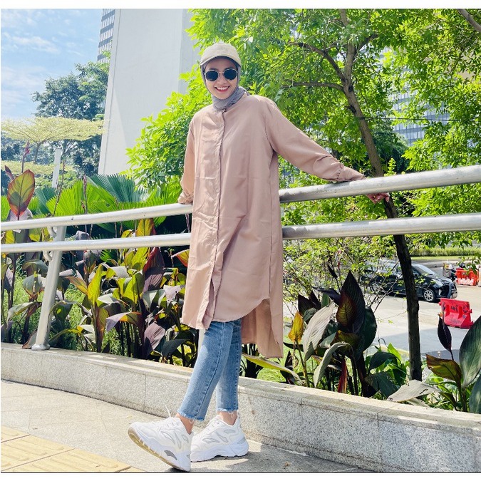 NunuLisaTan - Kemeja atasan long tunik busui oversize AILENLI