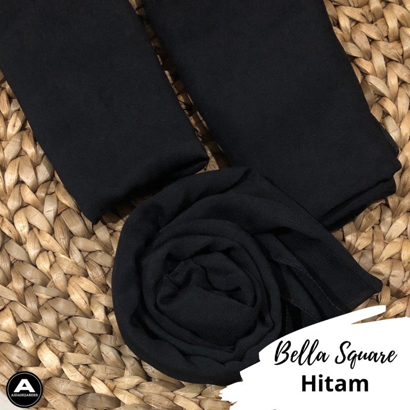 AV - JILBAB HITAM PUTIH SEKOLAH / KERJA HIJAB SEGI EMPAT POLI COTTON 110X110