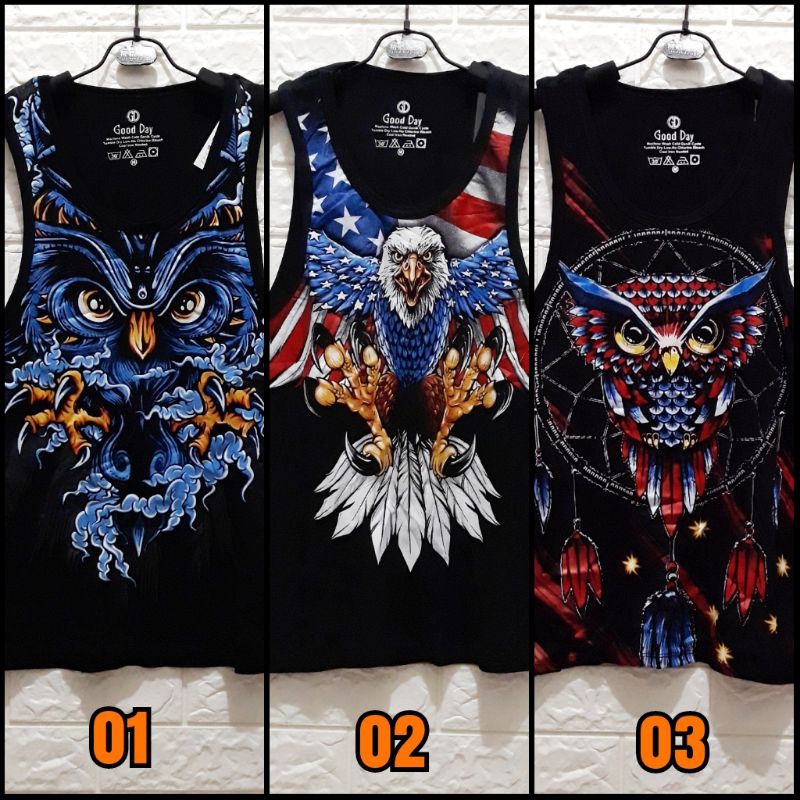 Singlet Tshirt Baju Kaos Printing 3D Bird Burung Thailand Bangkok Import Fullprint Good Day
