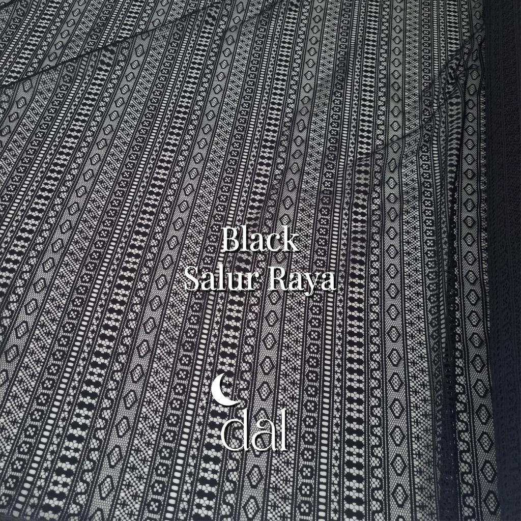 0,5m bahan kain brukat lace kebaya malika black hitam salur raya star rimba crown mahkota