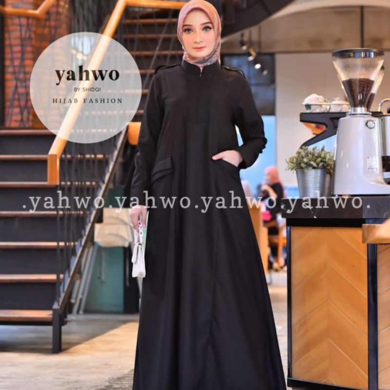 ABAYA DRESS TERBARU YAHWO/GAMIS ABAYA WARNA HITAM/M/L/XL/DRESS WANITA TERBARU 2022/GAMIS BAHAN KATUN TOYOBO FODU/YAHWO HIJAB FASHION ORIGINAL/GAMIS R009