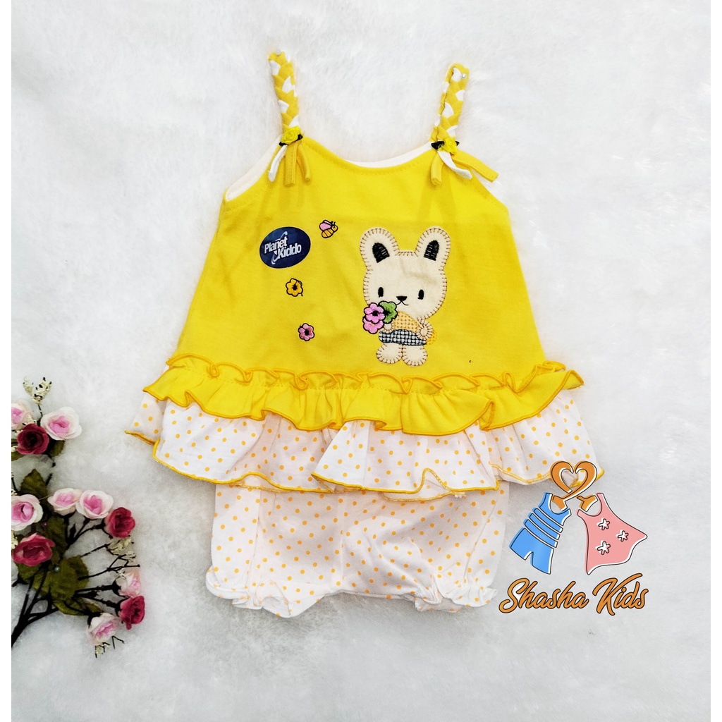 [L-025] Baju Bayi Perempuan/Dress Bayi Perempuan Planet Kids cantik  0-6 bln